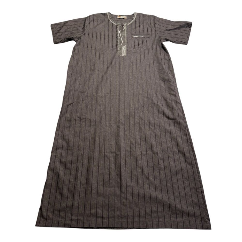 Alresalah Thobe Jalabiya Kaftan Brown Striped Men’s L/XL